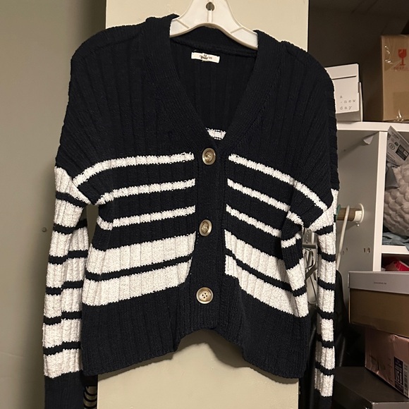 Maurices Sweaters - Maurices Black and White Button-Up Cardigan